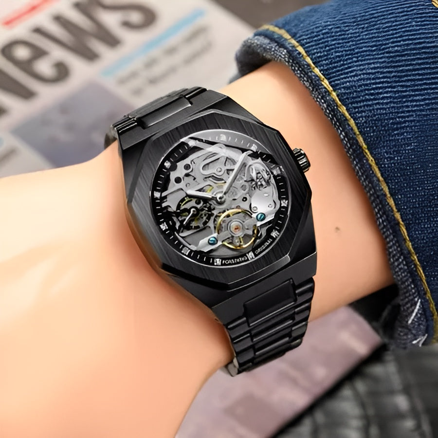 Skeleton Men'S Watch Black