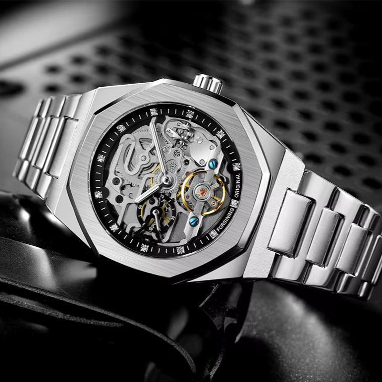 Skeleton Men'S Watch Silver